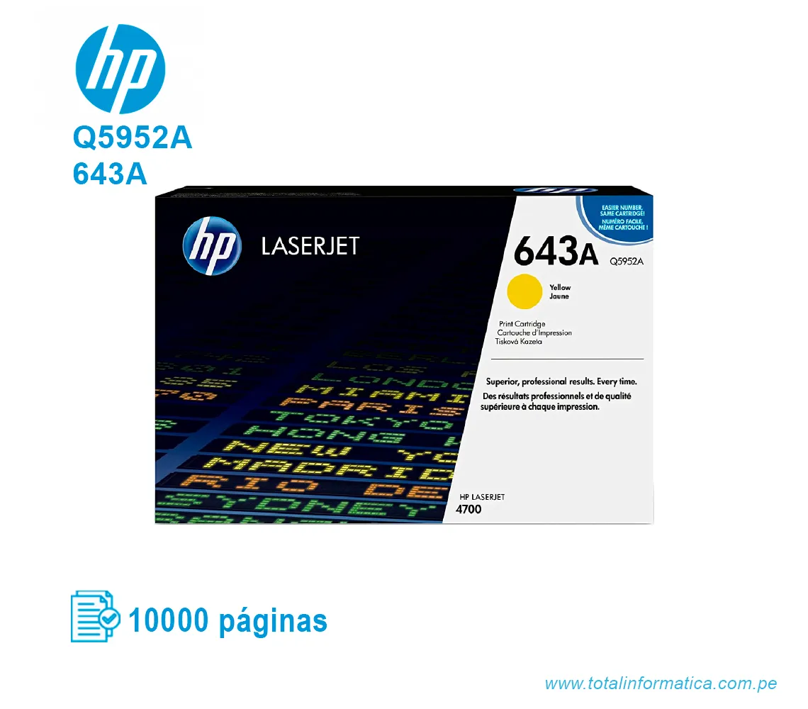 TONER HP 643A YELLOW ( Q5952A ) LASERJET SMART 4700, 10K PG - imagen 1