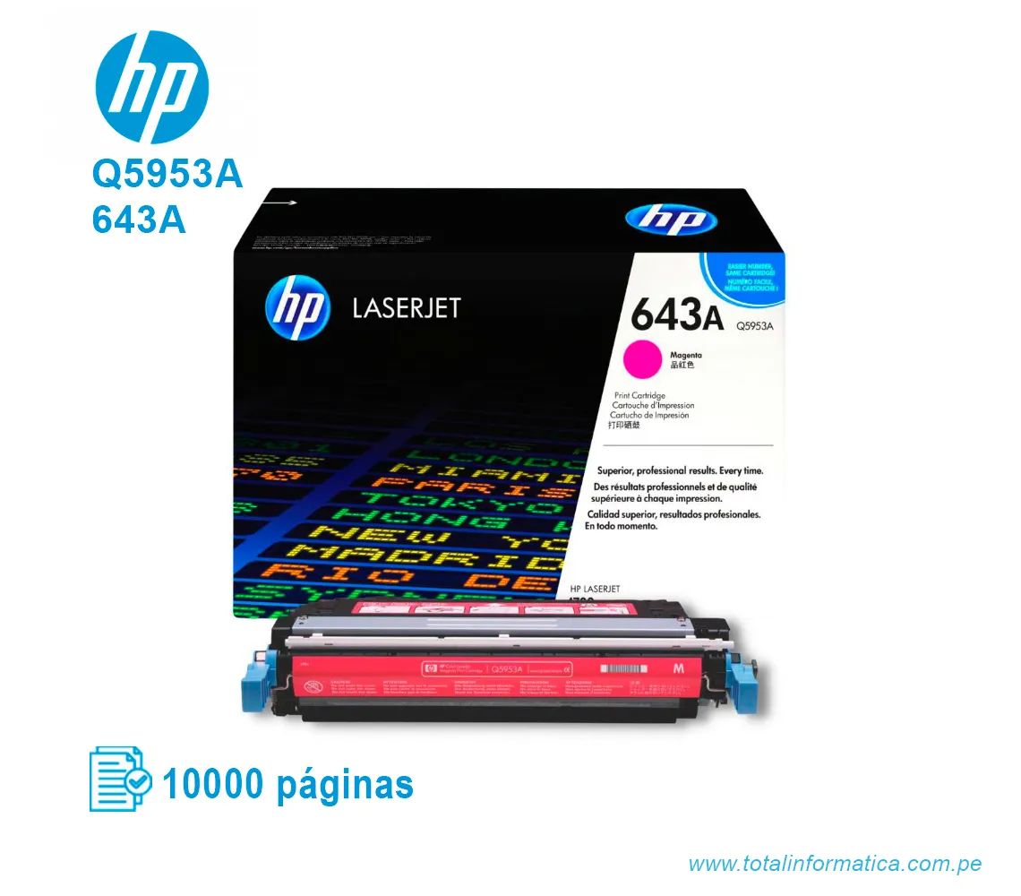 TONER HP 643A MAGENTA ( Q5953A ) LASERJET SMART 4700, 10K PG - imagen 2
