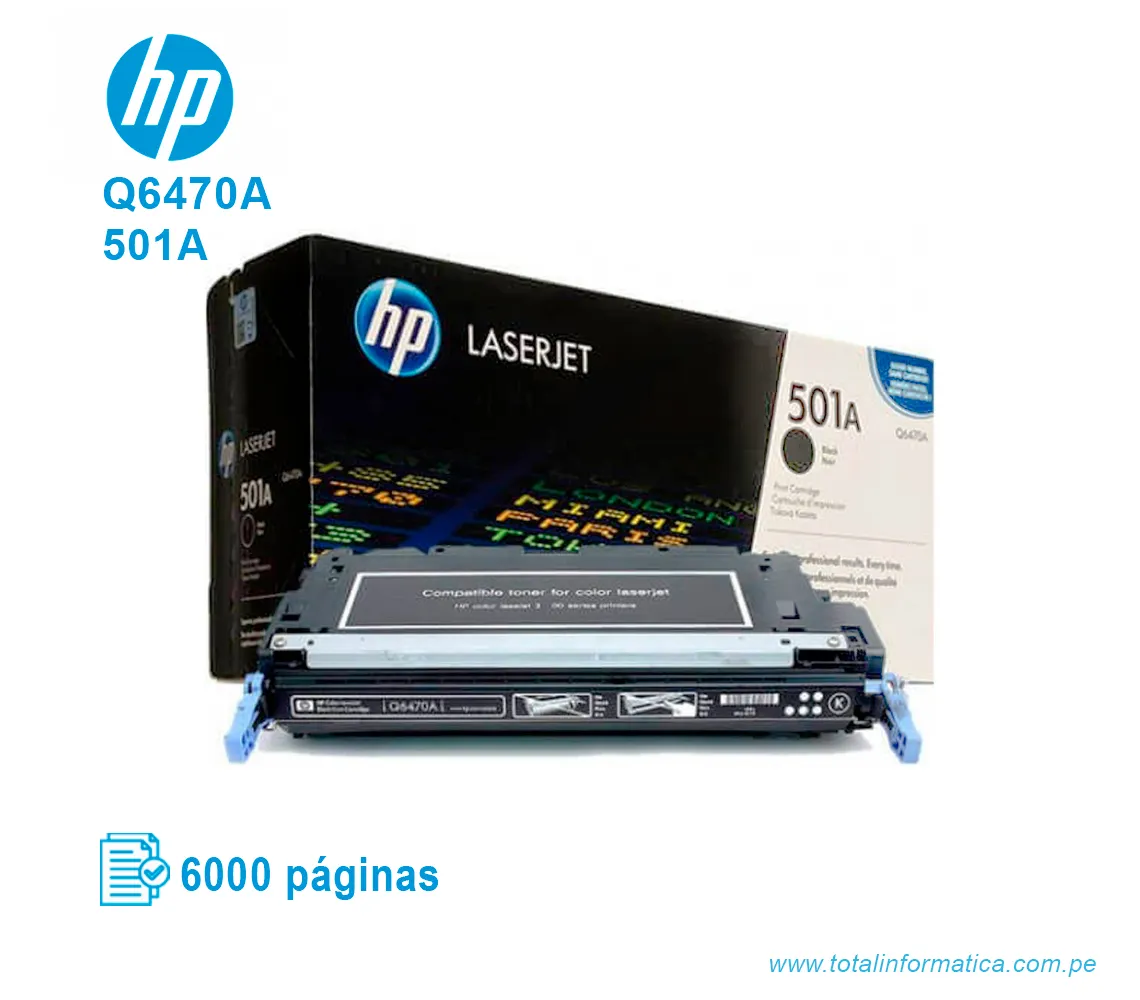 TONER HP 501A BLACK ( Q6470A ) LASERJET COLOR 3600, 6K PG - imagen 2