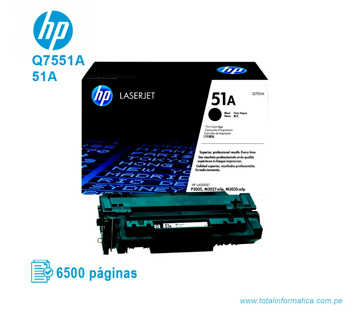 TONER HP 51A BLACK ( Q7551A ) LASERJET MFP M3027, 6500 PG - imagen 2