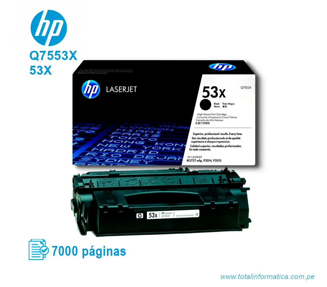 TONER HP 53X BLACK ( Q7553X ) LASERJET P2015, 7000 PG - imagen 2