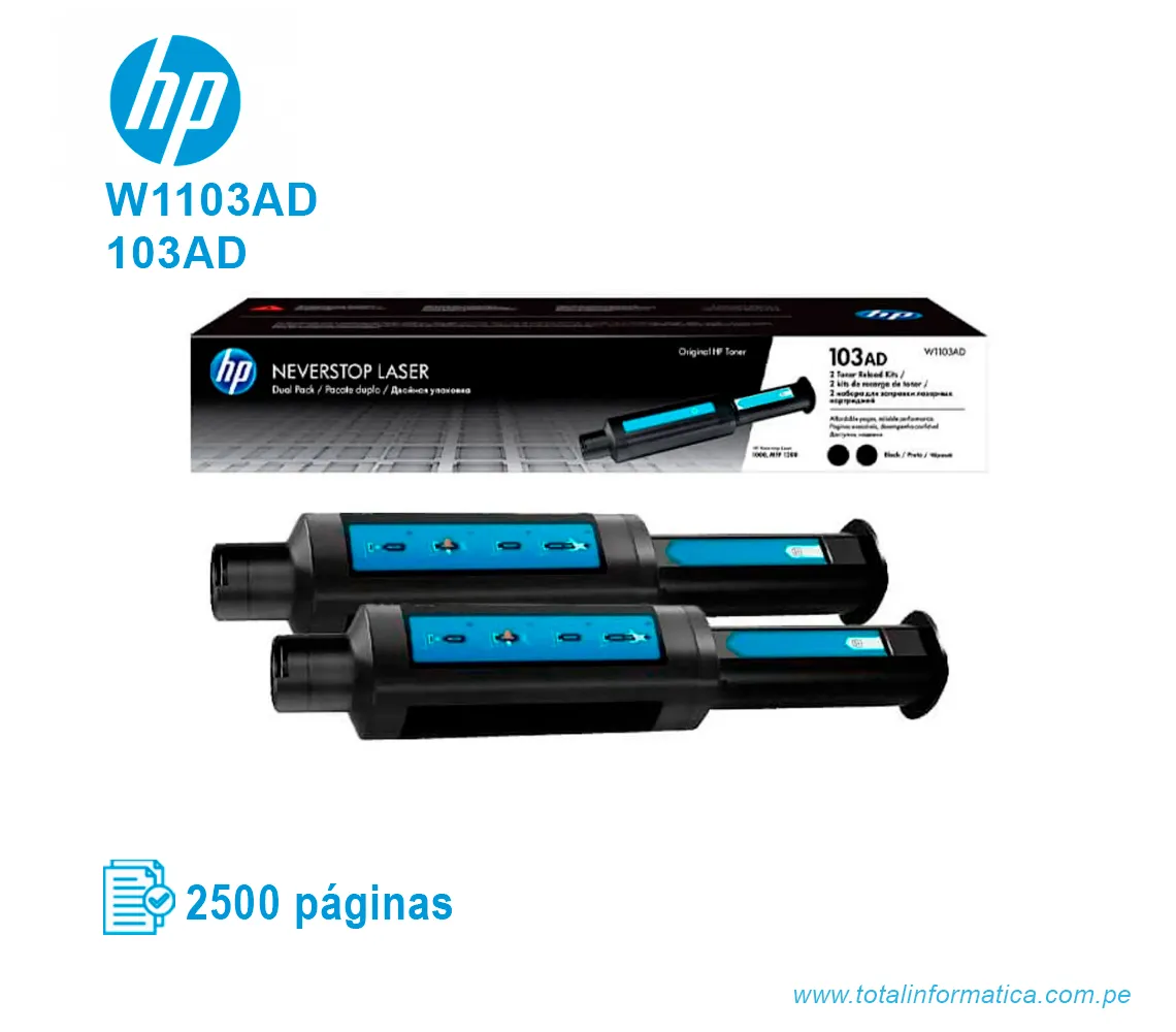 TONER HP 103AD BLACK PACK X 2 ( W1103AD ) LASERJET 2015, 2.5K PG - imagen 2