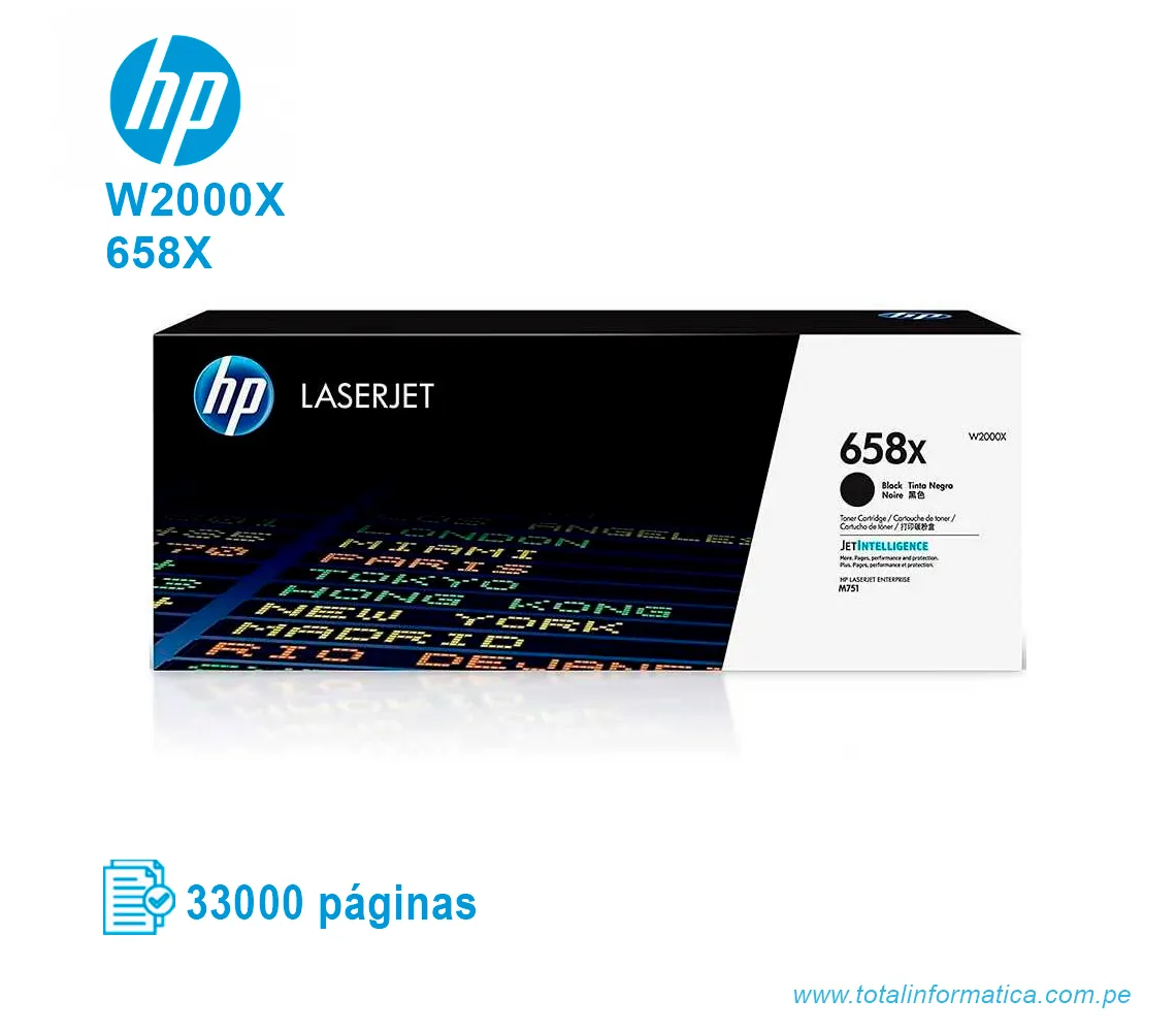 TONER HP 658X BLACK ( W2000X ) LASERJET M571, 33K PG - imagen 1