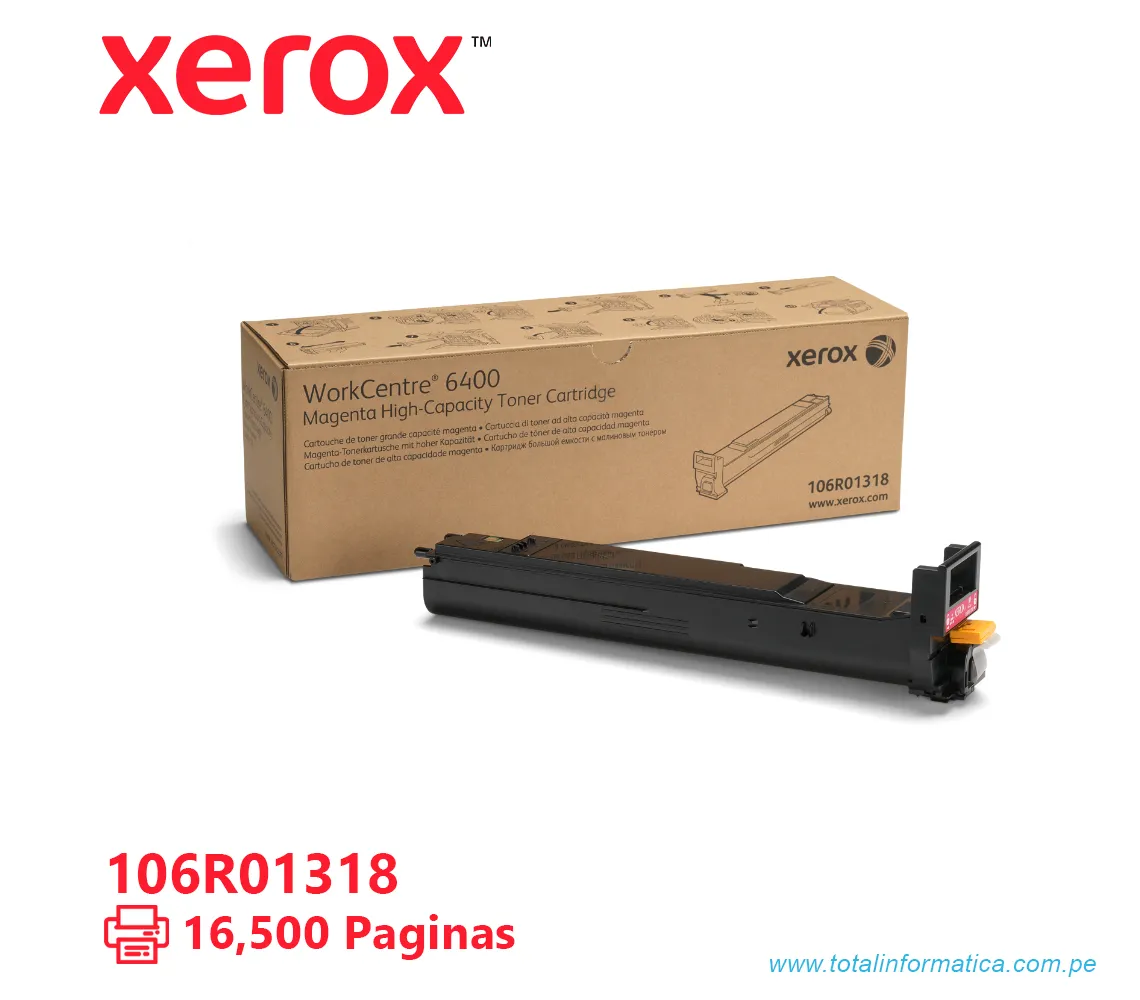 TONER XEROX ( 106R01318 ) WORKCENTRE 6400 MAGENTA, 16500 PÁG - imagen 1