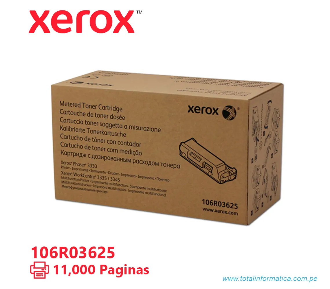 TONER XEROX ( 106R03625 ) METERED, 11,000 PÁGINAS - imagen 1