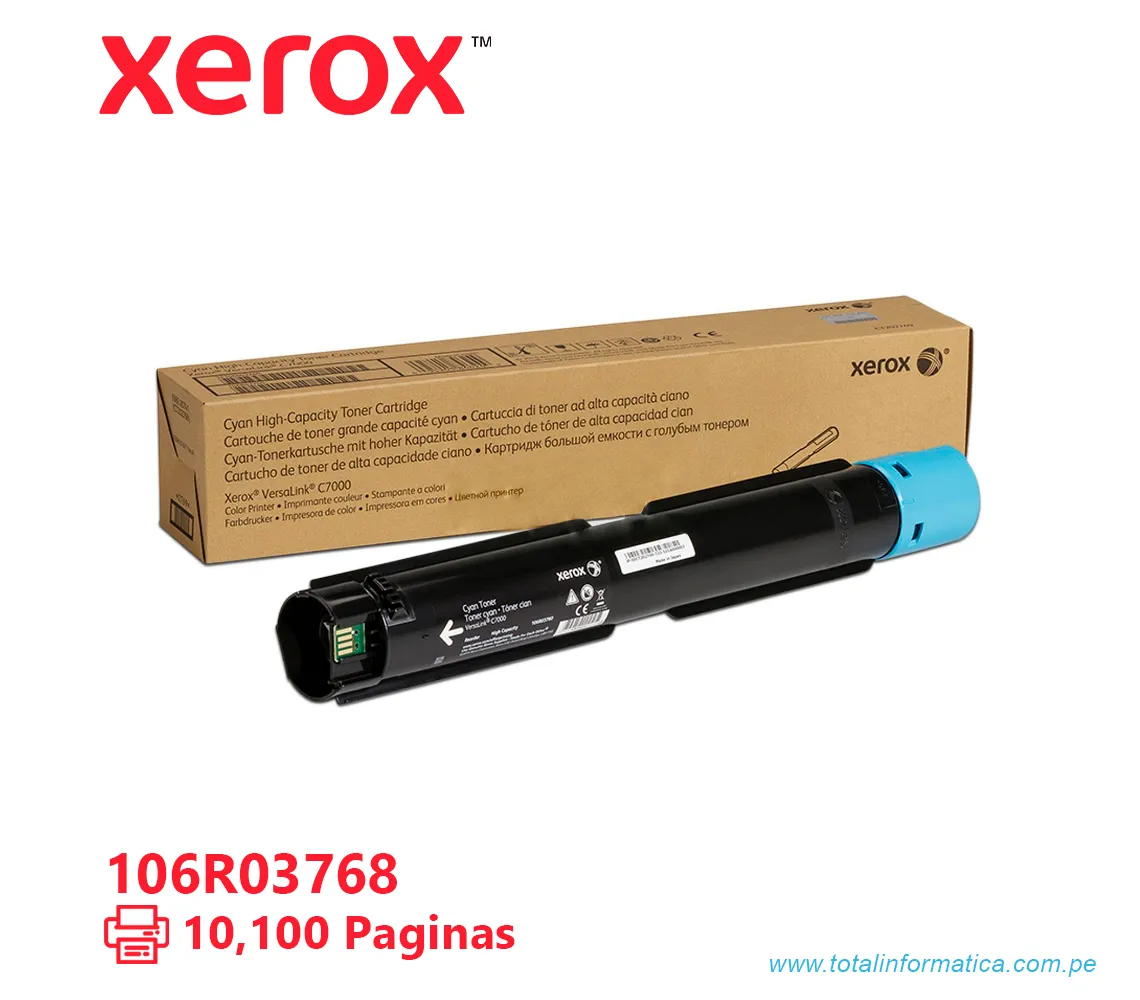 TONER XEROX ( 106R03768 ) VERSALINK C7000 CYAN, 10.1K PÁG - imagen 1
