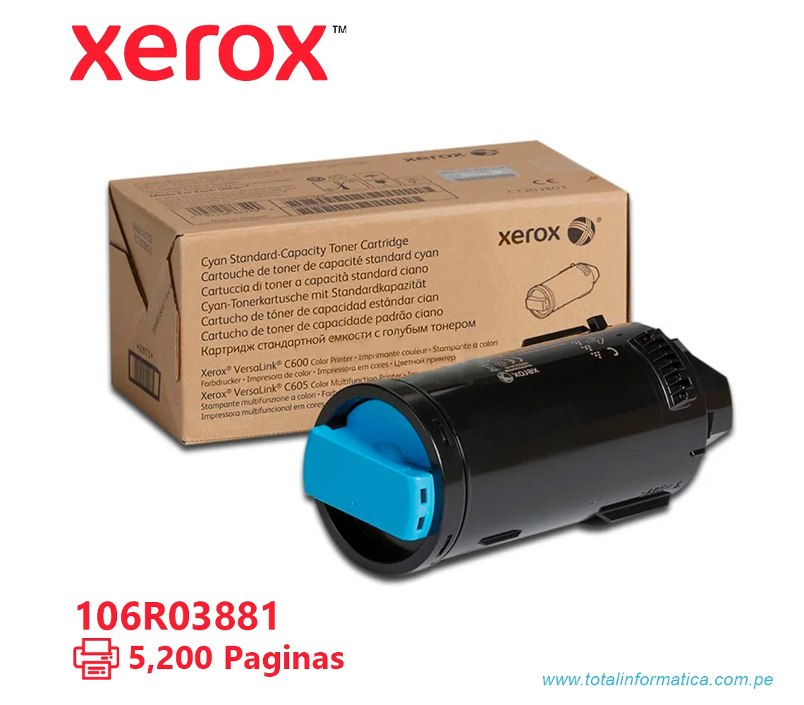 TONER XEROX ( 106R03881 ) VERSALINK C500, C505 CYAN, 5.2K PAG - imagen 1
