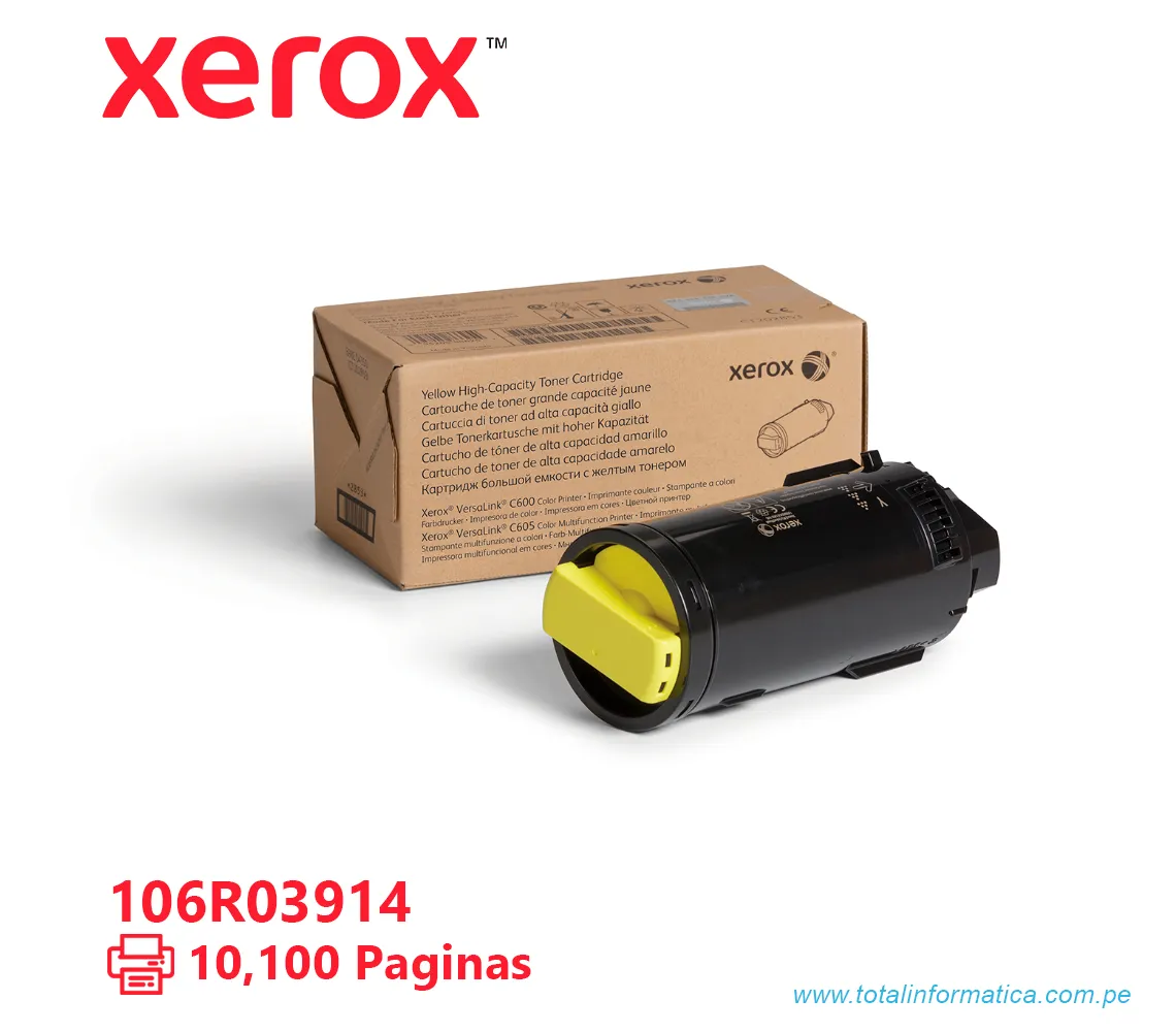 TONER XEROX ( 106R03914 ) VERSALINK C600, C605 AMARILLO, 10.100 PAG - imagen 1