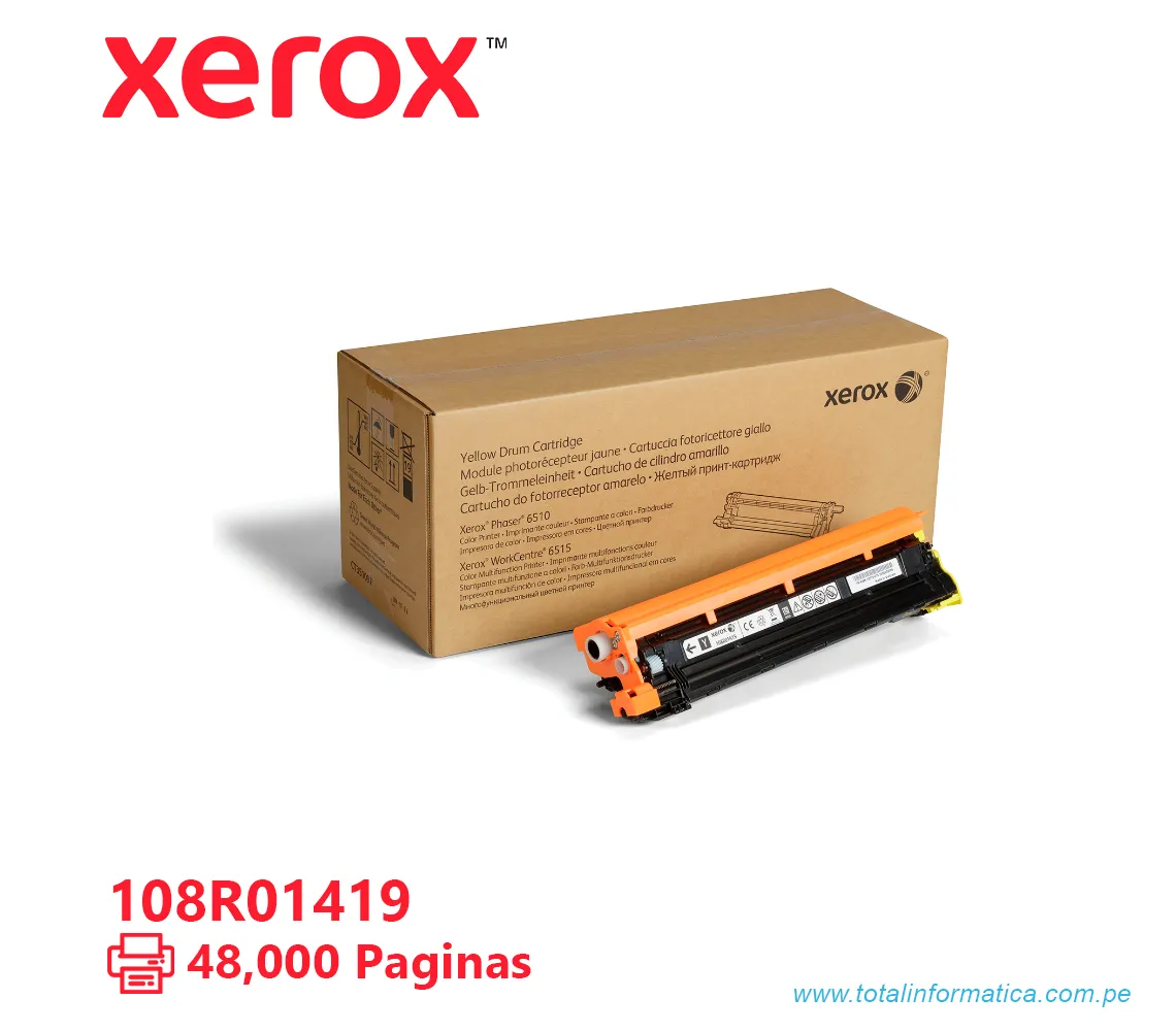 TAMBOR XEROX ( 108R01419 ) PHASER 6510, 6515 YELLOW, 48K PÁGINAS. - imagen 1
