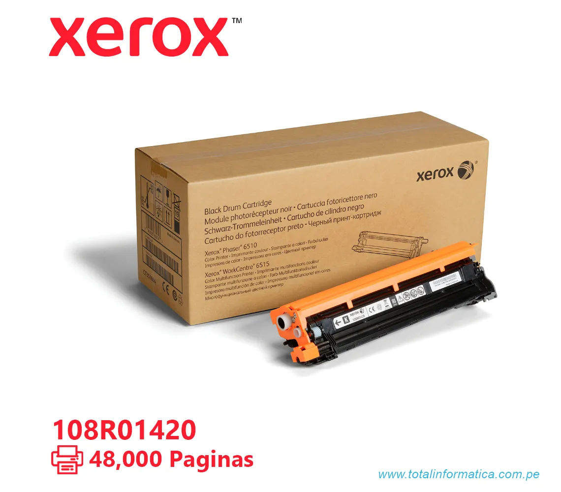 TAMBOR XEROX ( 108R01420 ) PHASER 6510, 6515 NEGRO, 48K PÁGINAS. - imagen 1