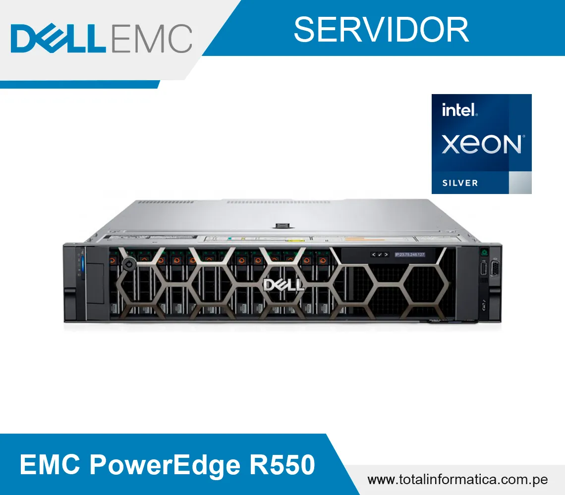 SERVIDOR DELL EMC POWEREDGE R550, INTEL XEON SILVER 4309Y 2.80GHZ,16GB RAM, 480GB SSD - imagen 1