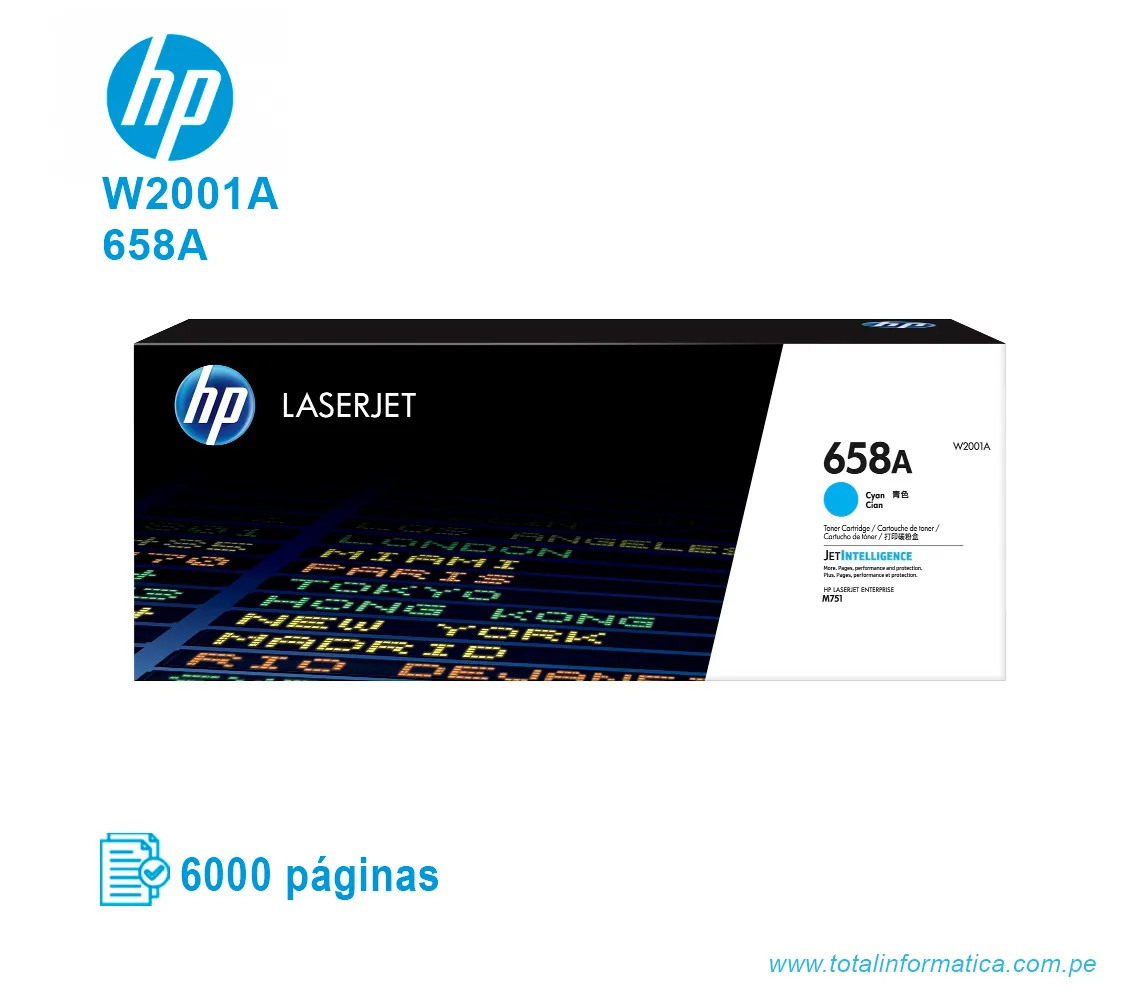 TONER HP 658A CYAN ( W2001A ) LASERJET M571, 6K PG - imagen 1