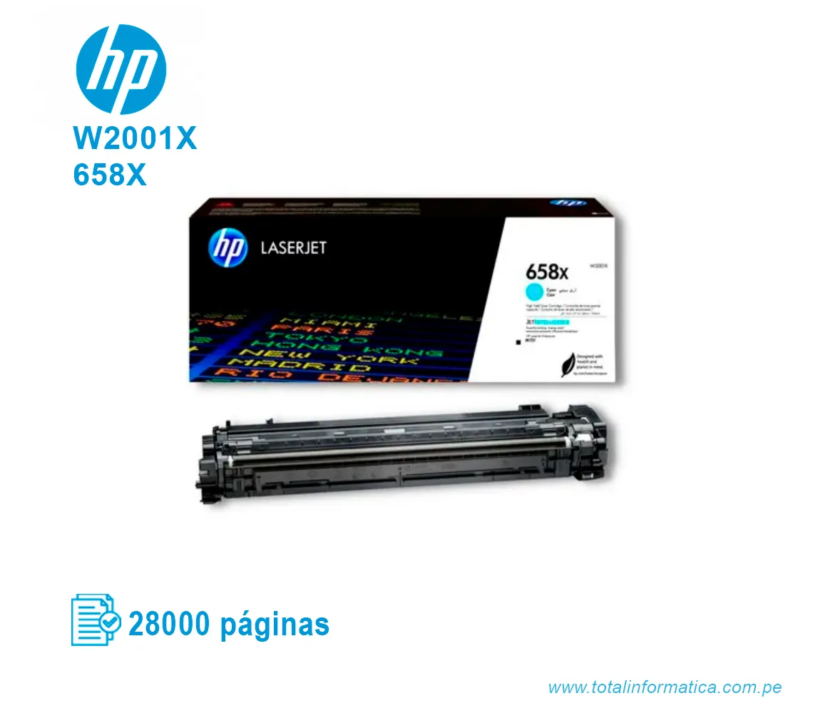 TONER HP 658X CYAN ( W2001X ) LASERJET M571, 28K PG - imagen 2