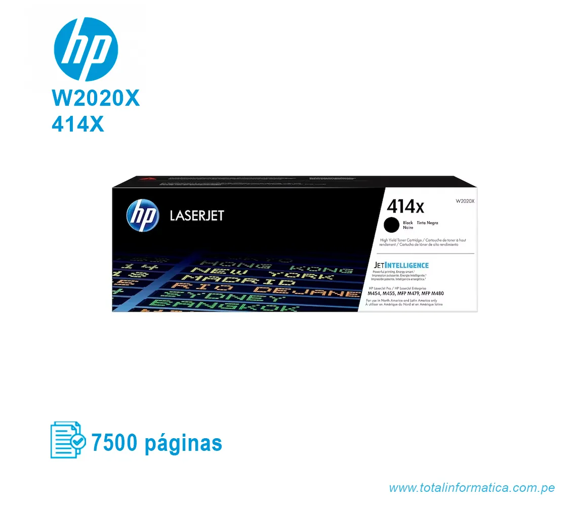 TONER HP 414X BLACK ( W2020X ) LASERJET M454, 7,500 PG - imagen 1