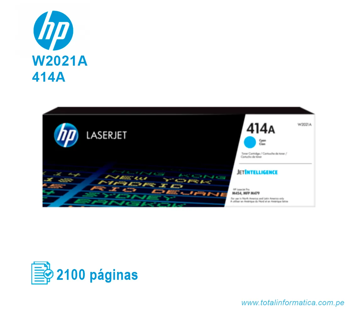 TONER HP 414A CYAN ( W2021A ) LASERJET M454, 2100 PG - imagen 1