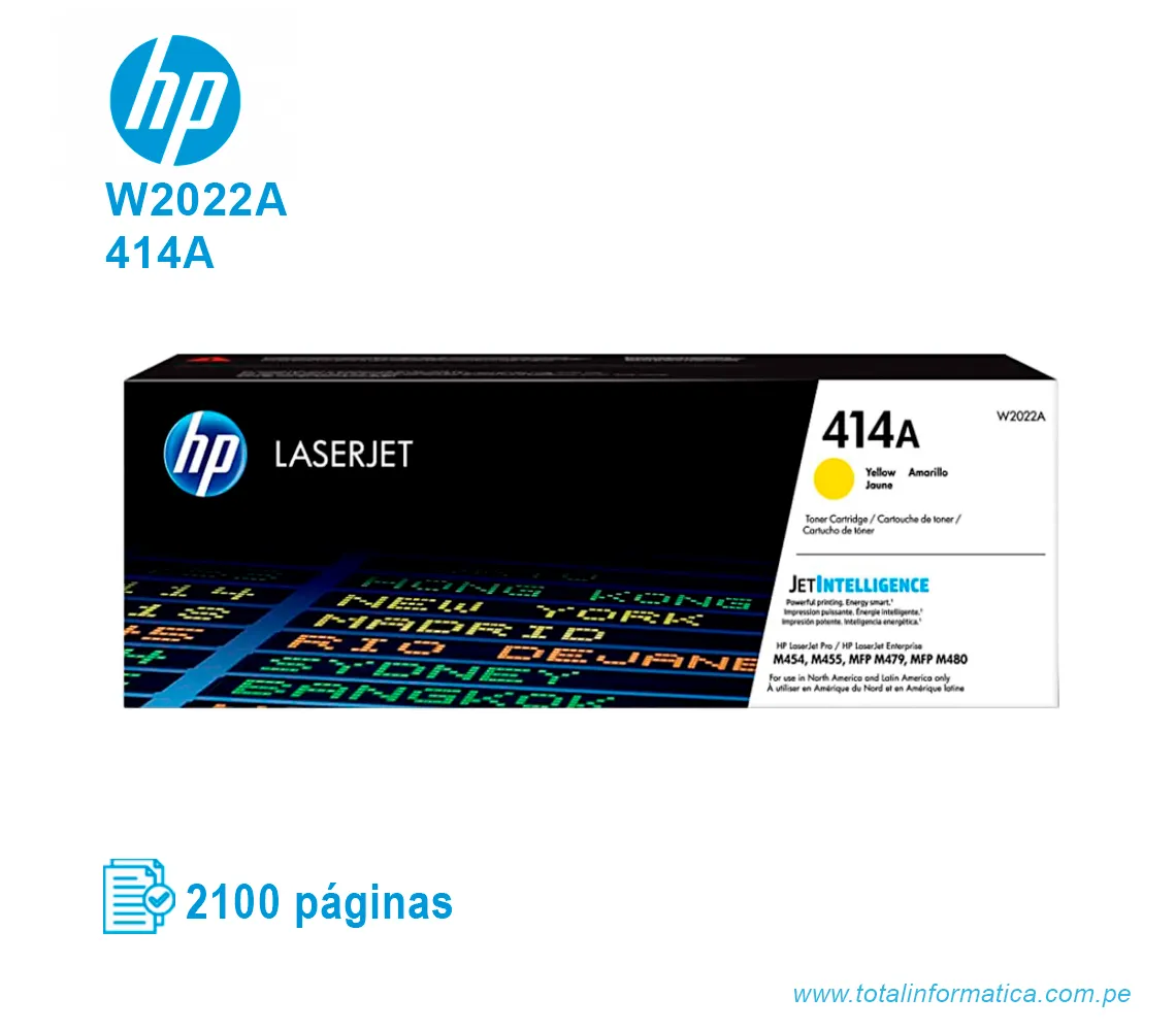 TONER HP 414A YELLOW ( W2022A ) LASERJET M454, 2100 PG - imagen 1