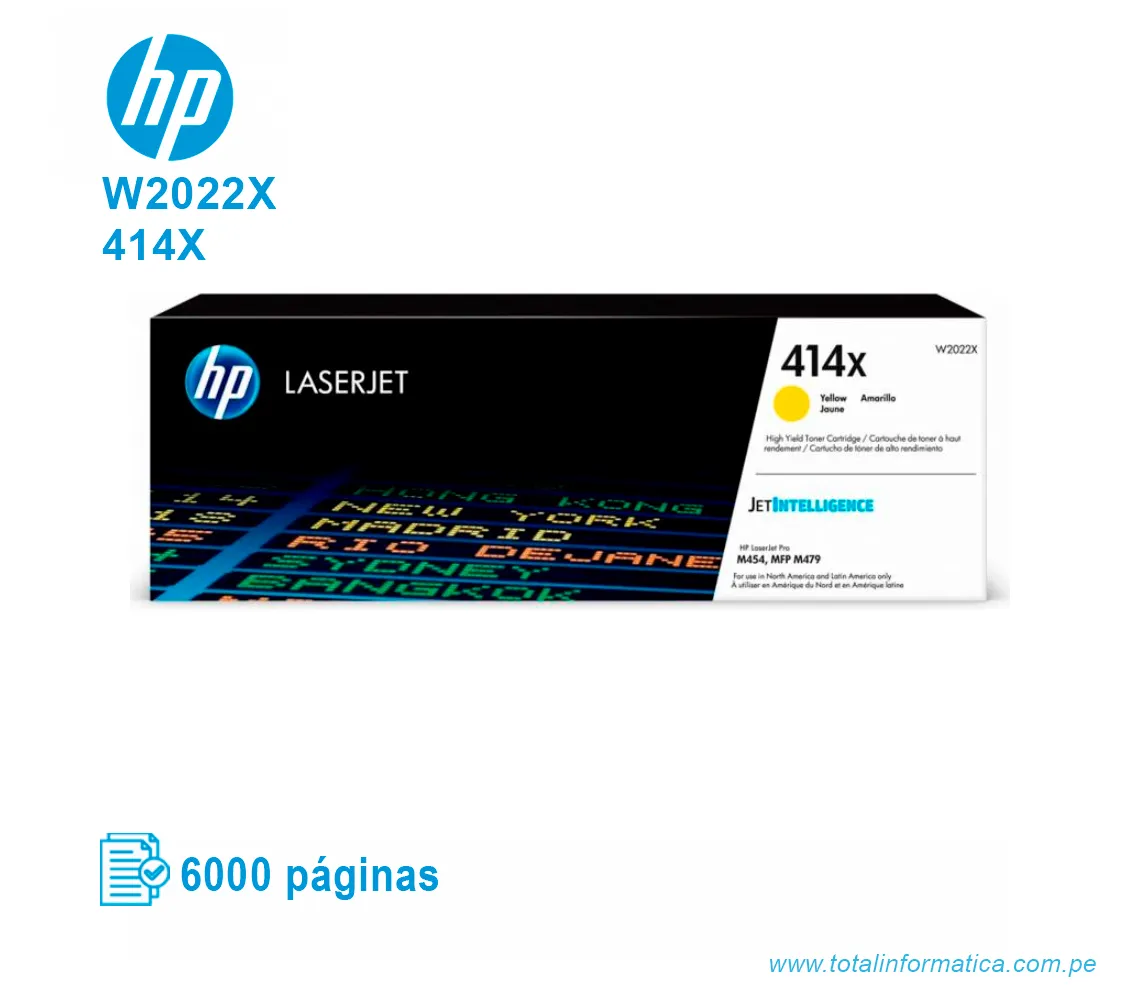 TONER HP 414X YELLOW ( W2022X ) LASERJET M454, 6000 PG - imagen 1