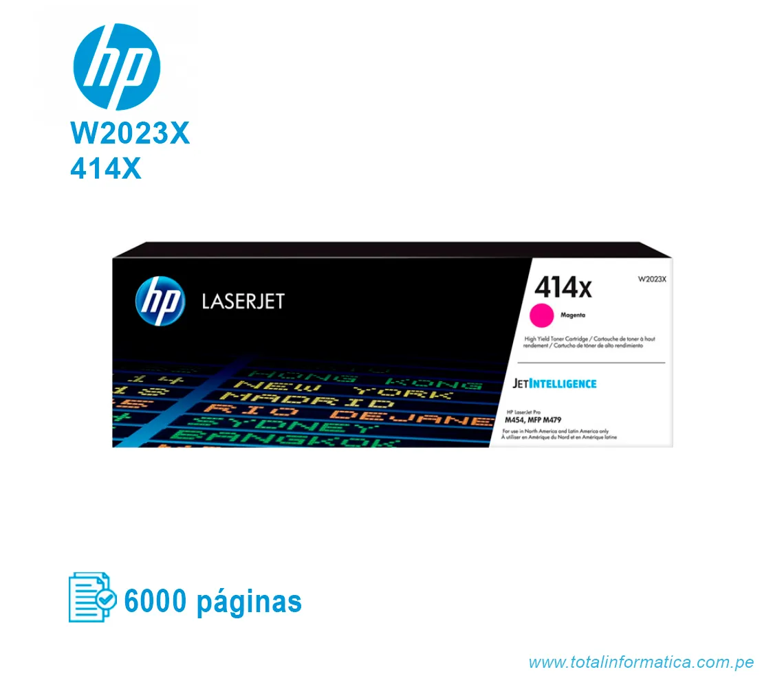 TONER HP 414X MAGENTA ( W2023X ) LASERJET M454, 6000 PG - imagen 1
