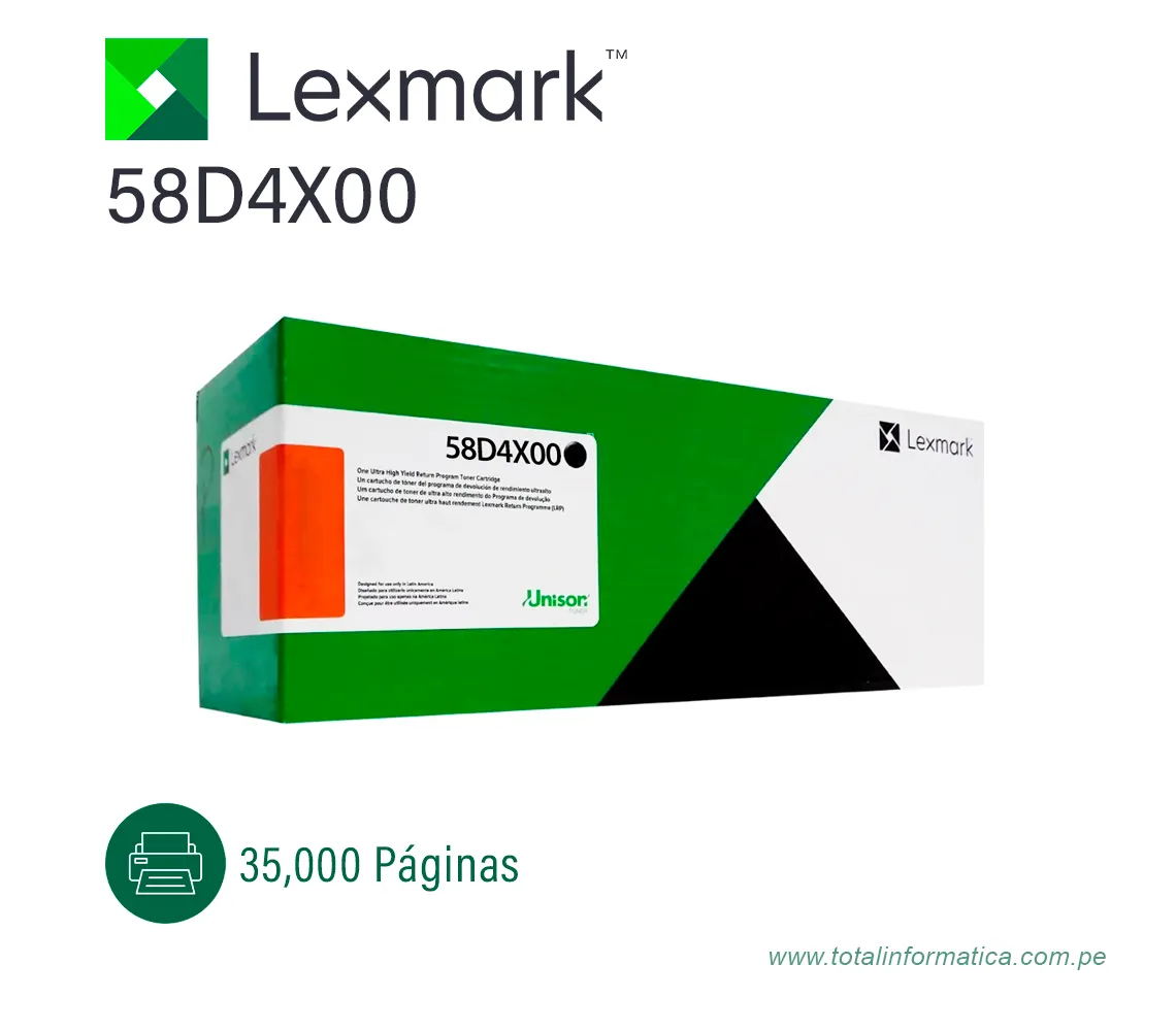 TONER LEXMARK (58D4X00) NEGRO MX826,MX822,MS823,MS826,MX722 35,000PG - imagen 1