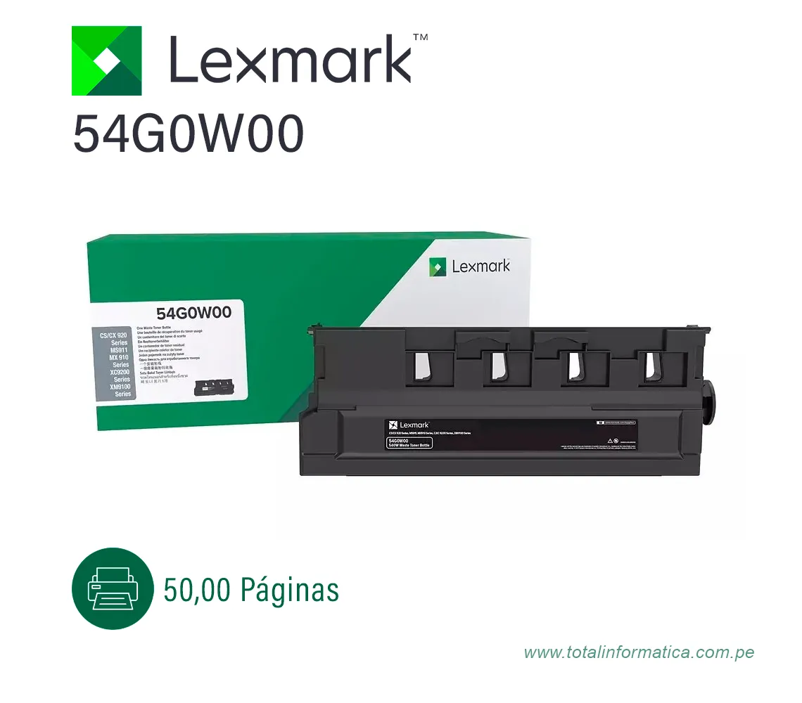 BOTELLA TONER RESIDUAL LEXMARK (54G0W00) NEGRO MX910,MX912,MX911 50,000PG - imagen 2