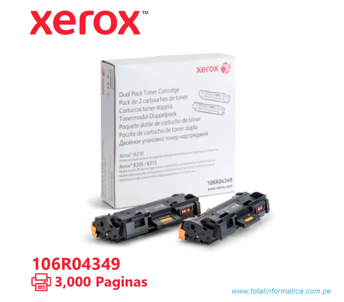 TONER XEROX DUAL PACK ( 106R04349 ) PARA B210 B215 B205 - imagen 1