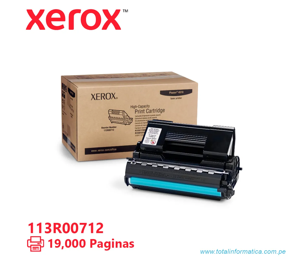 TONER XEROX ( 113R00712 ) PHASER 4510 NEGRO, 19K PÁG - imagen 1