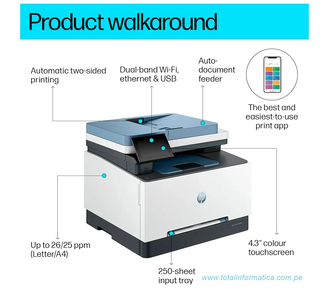 MULTIFUNCIONAL COLOR HP LASERJET PRO 3303FDW COLOR, 25 PPM, 499M8A - imagen 2