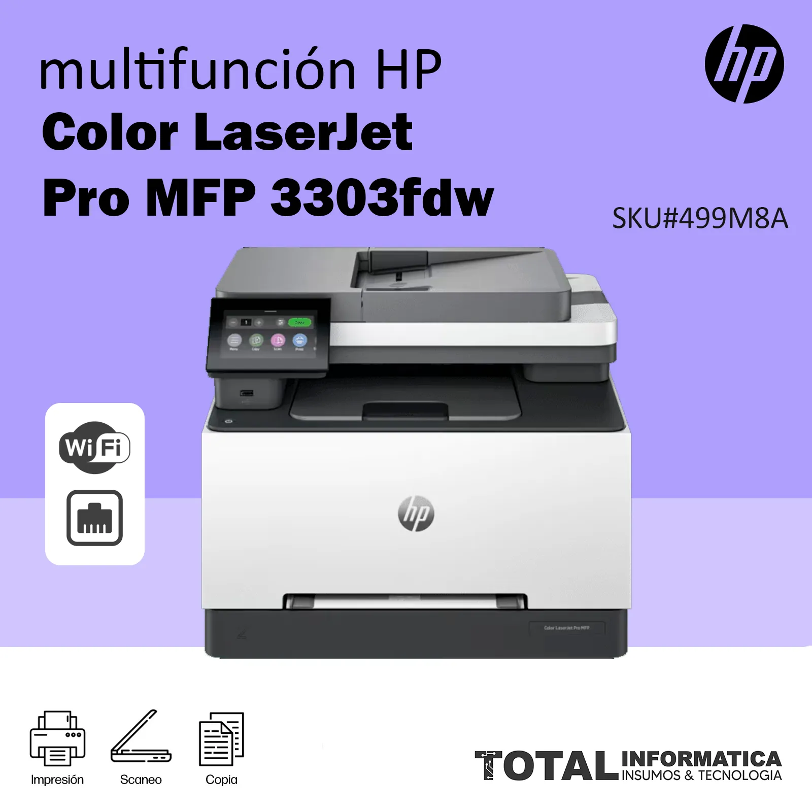 MULTIFUNCIONAL COLOR HP LASERJET PRO 3303FDW COLOR, 25 PPM, 499M8A - imagen 1