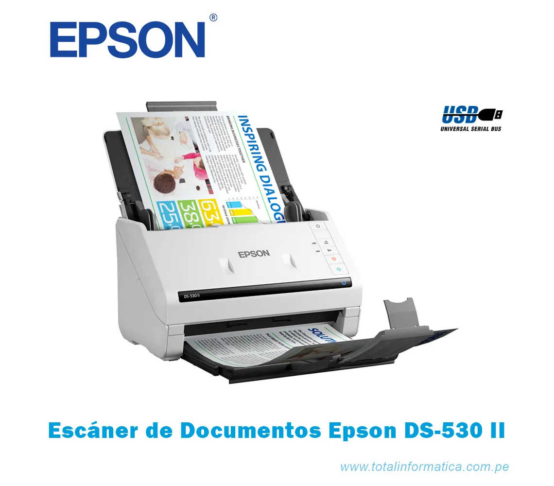 ESCANER EPSON WORKFORCE DS-530 II, COLOR DUPLEX, USB 3.0 ALTA VELOCIDAD - imagen 1