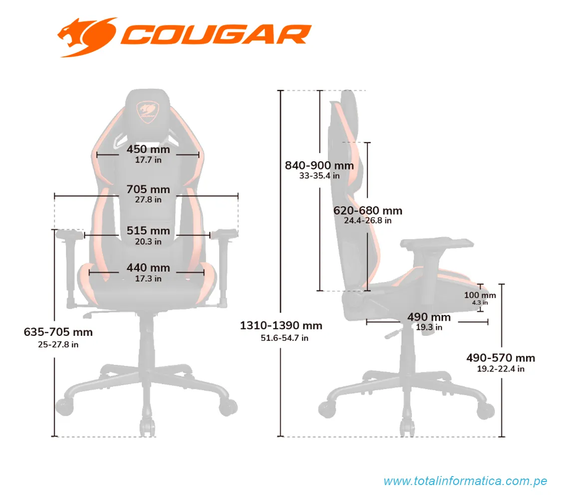 SILLÓN GAMER COUGAR HOTROD: RECLINABLE, ALTURA AJUSTABLE, SOPORTA HASTA 136KG, COLOR NEGRO (3MARXBLB.0001) - imagen 6