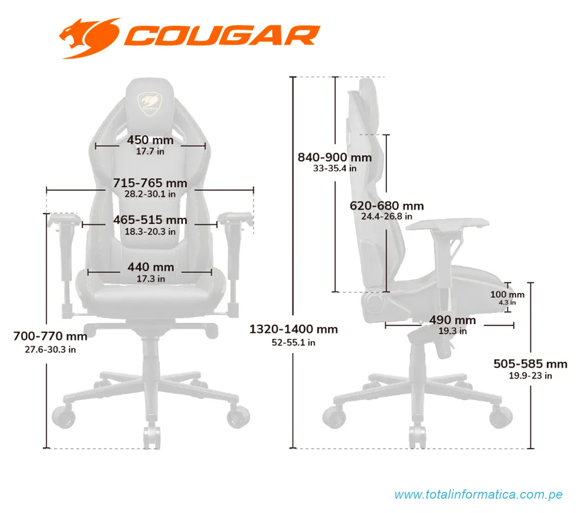 SILLÓN GAMER COUGAR HOTROD ROYAL: RECLINABLE, ALTURA AJUSTABLE, SOPORTA HASTA 136KG, COLOR NEGRO (3MARXGLB.0001) - imagen 6