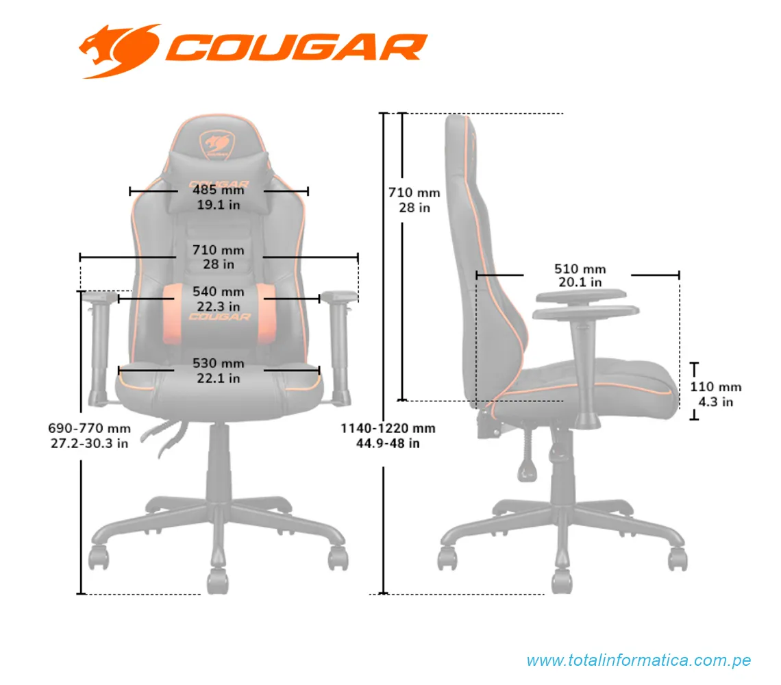 SILLÓN GAMER COUGAR FUSION S CGR-FUSSL: COMODIDAD Y DURABILIDAD METÁLICA(3MFSLORB.0001) - imagen 4