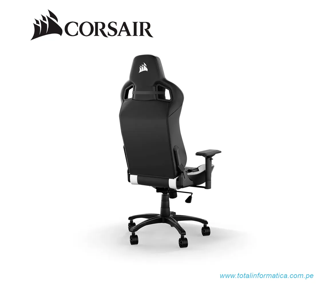 SILLÓN GAMER CORSAIR T1 RACE - CUERO PVC, NILÓN, ESPUMA DE MEMORIA - BLANCO, NEGRO (CF-9010060-WW) - imagen 3