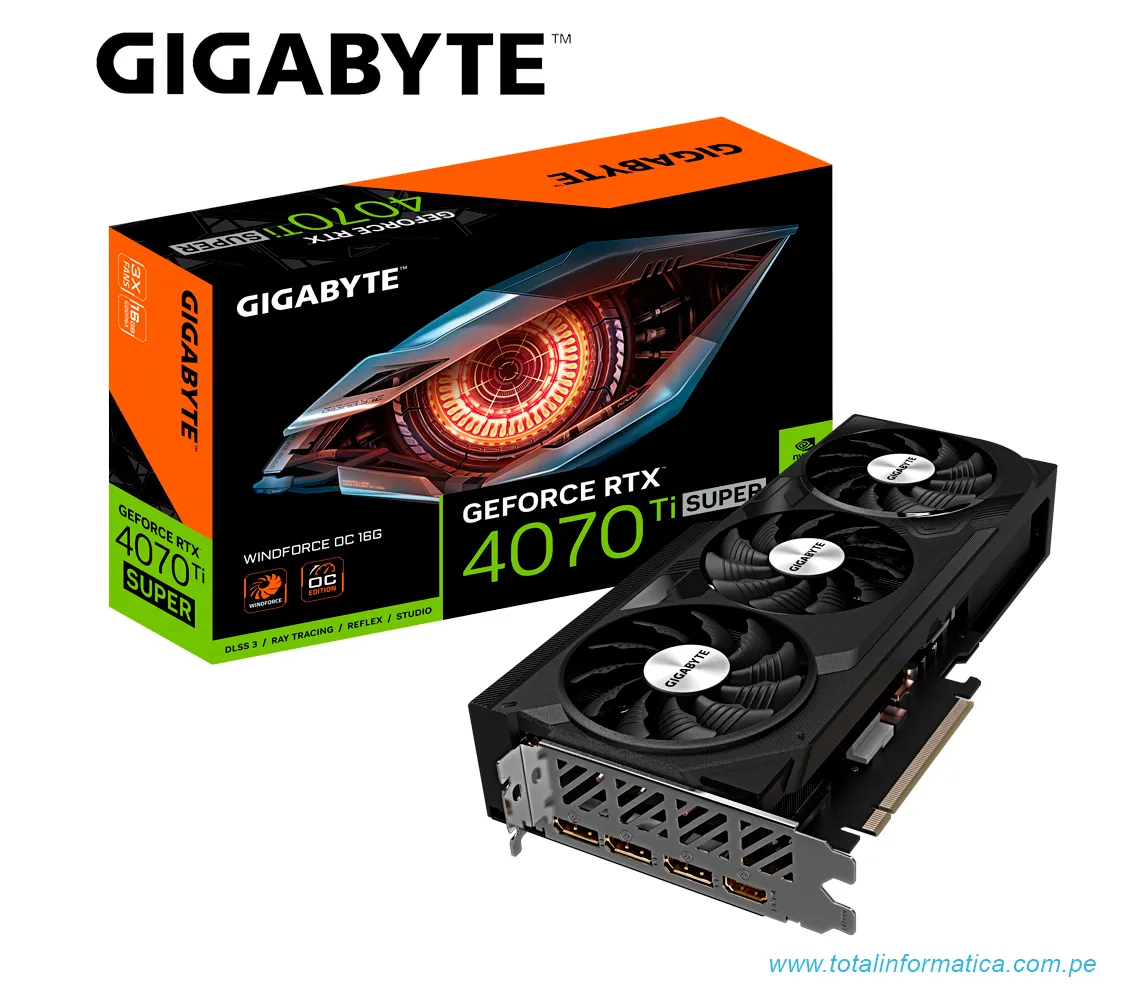 TARJETA GRAFICA GIGABYTE RTX 4070 TI SUPER WINDFORCE OC 16G, 16GB GDDR6X, PCI-E 4.0(GV-N407TSWF3OC-16GD) - imagen 4
