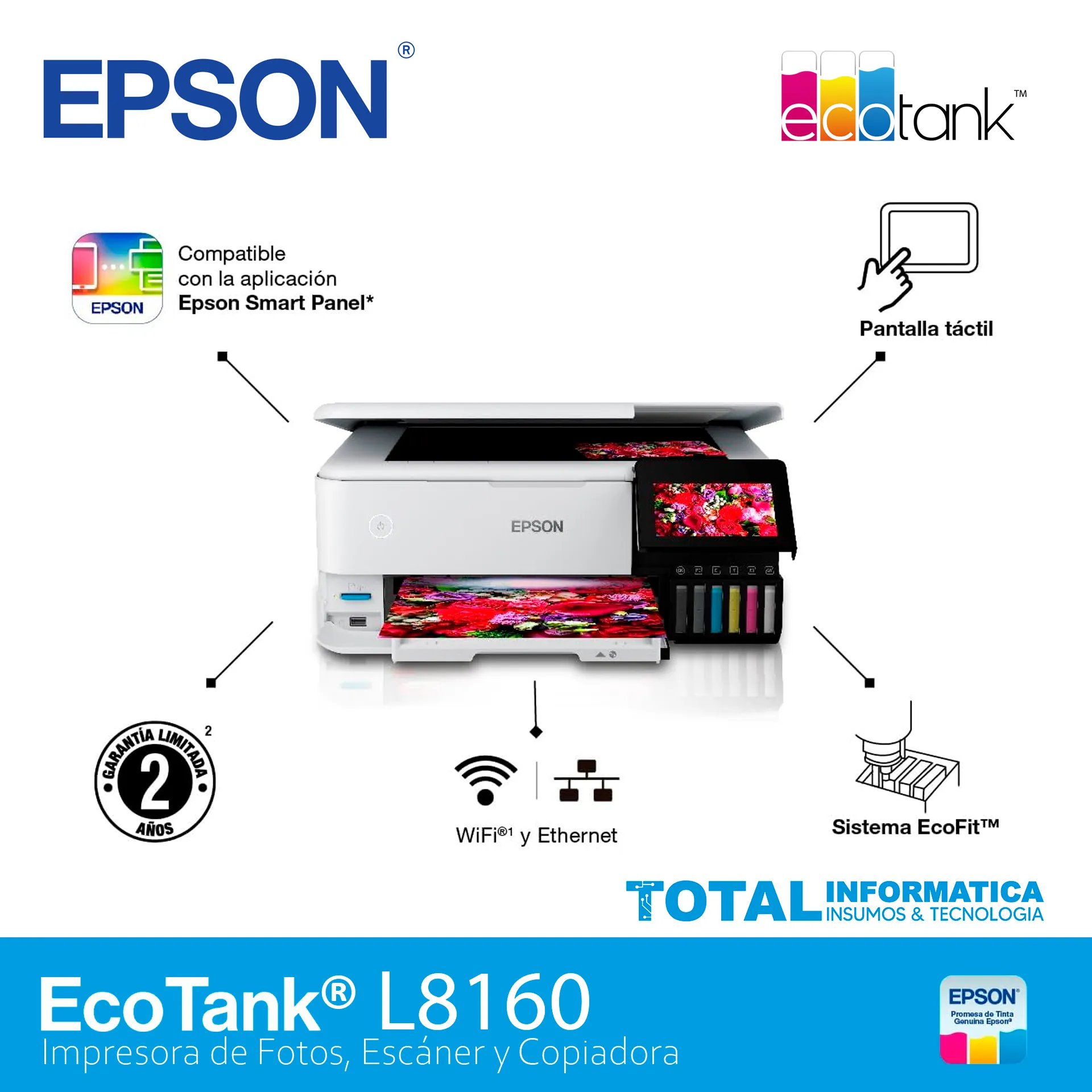 MULTIFUNCIONAL EPSON ECOTANK L8160, IMPRESORA A INYECCION, LAN, WI-FI, USB 2.0 - imagen 5