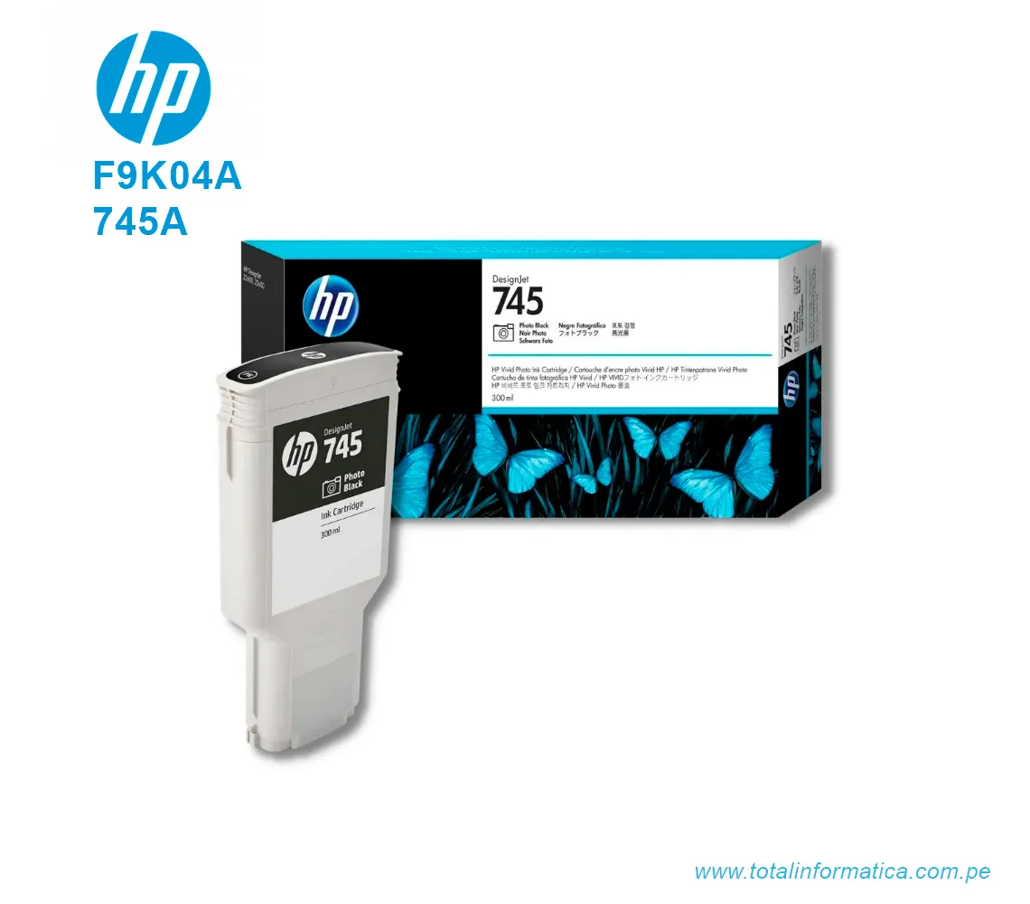 TINTA HP 745 PHOTO BLACK F9K04A DESIGNJET Z2600, Z5600, 300 ML - imagen 2