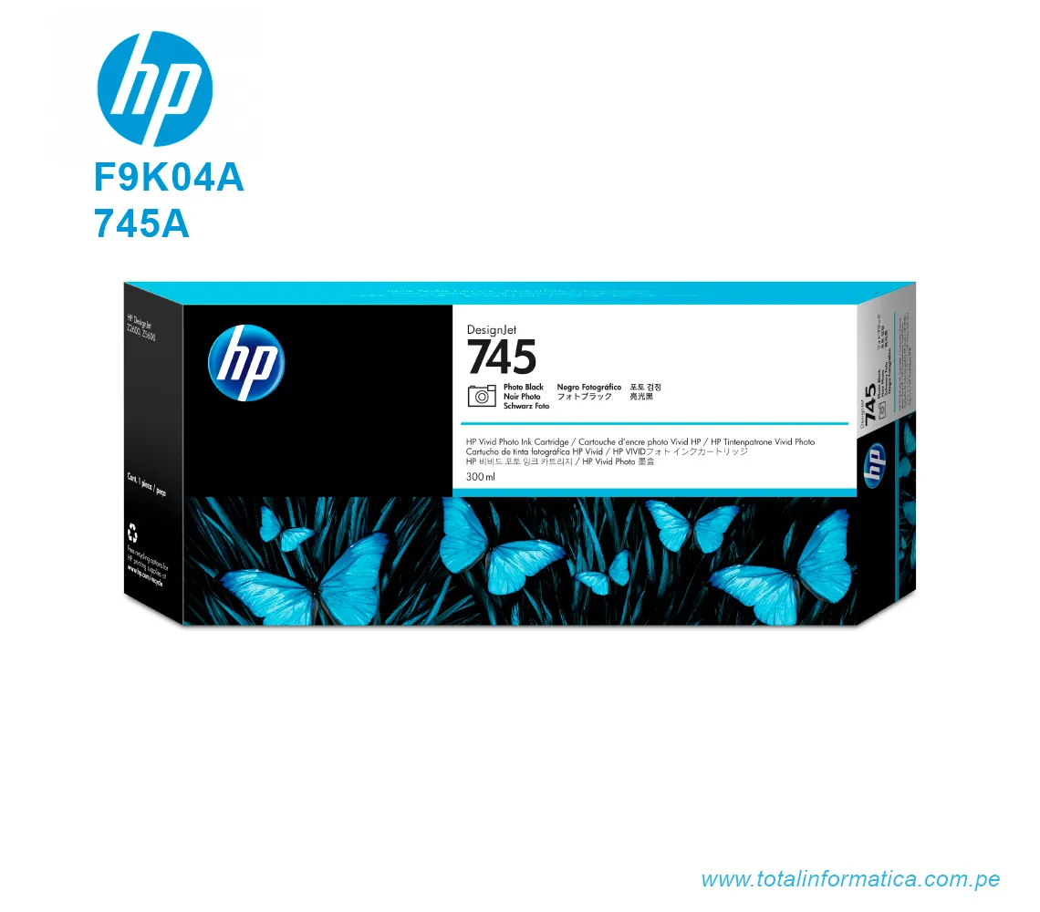 TINTA HP 745 PHOTO BLACK F9K04A DESIGNJET Z2600, Z5600, 300 ML - imagen 1