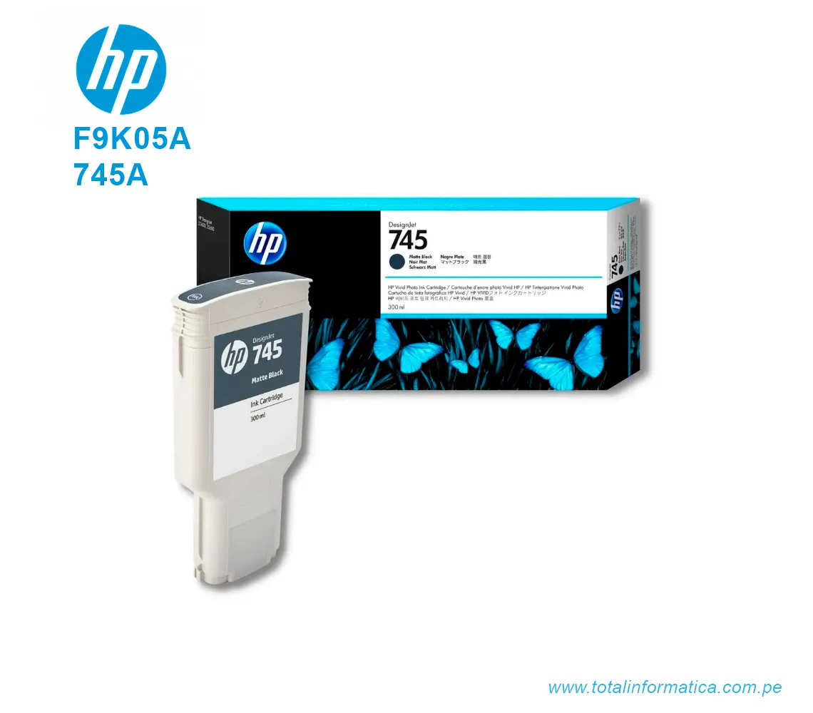 TINTA HP 745 MATTE BLACK F9K05A DESIGNJET Z2600, Z5600 300 ML - imagen 2