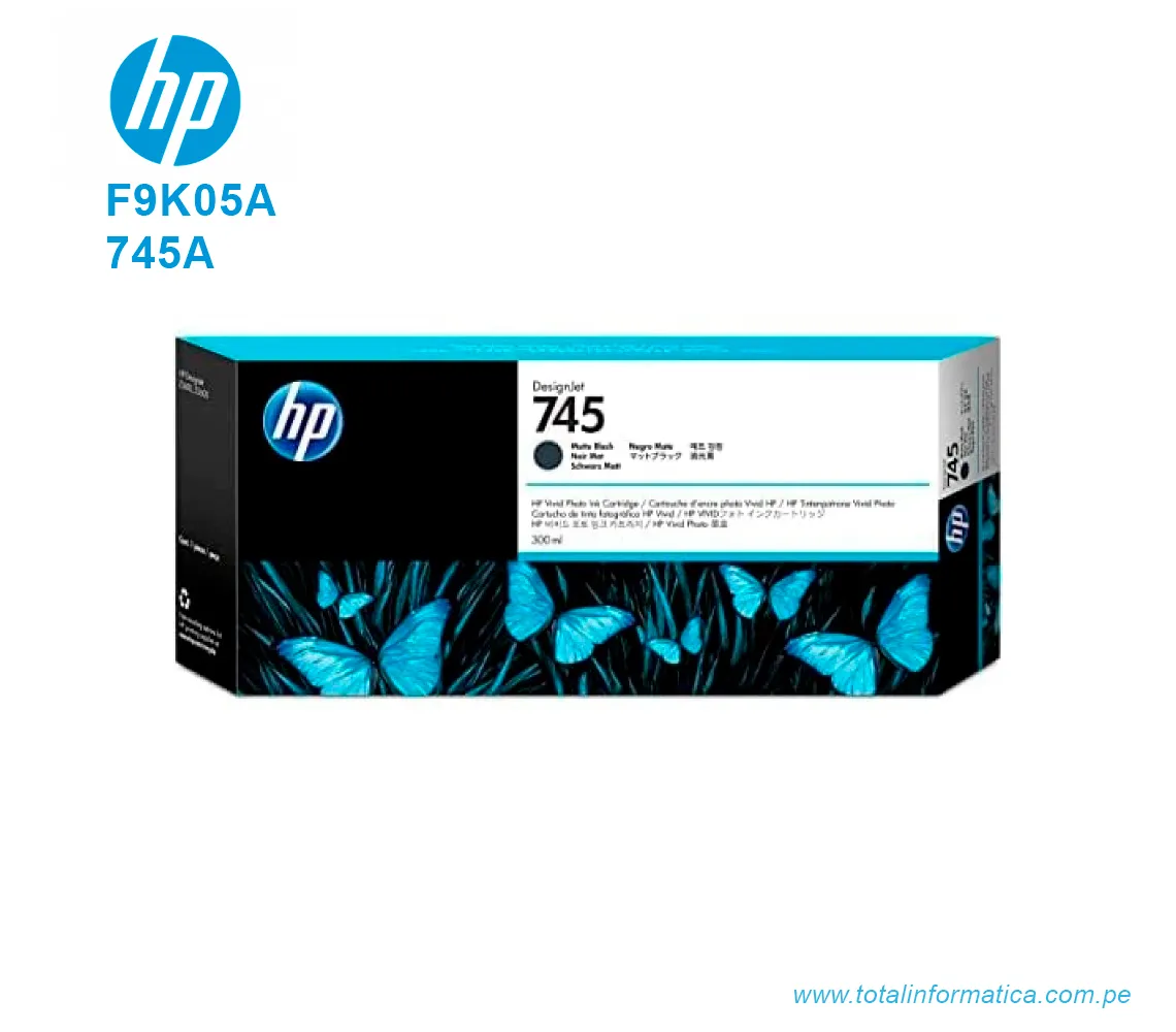TINTA HP 745 MATTE BLACK F9K05A DESIGNJET Z2600, Z5600 300 ML - imagen 1