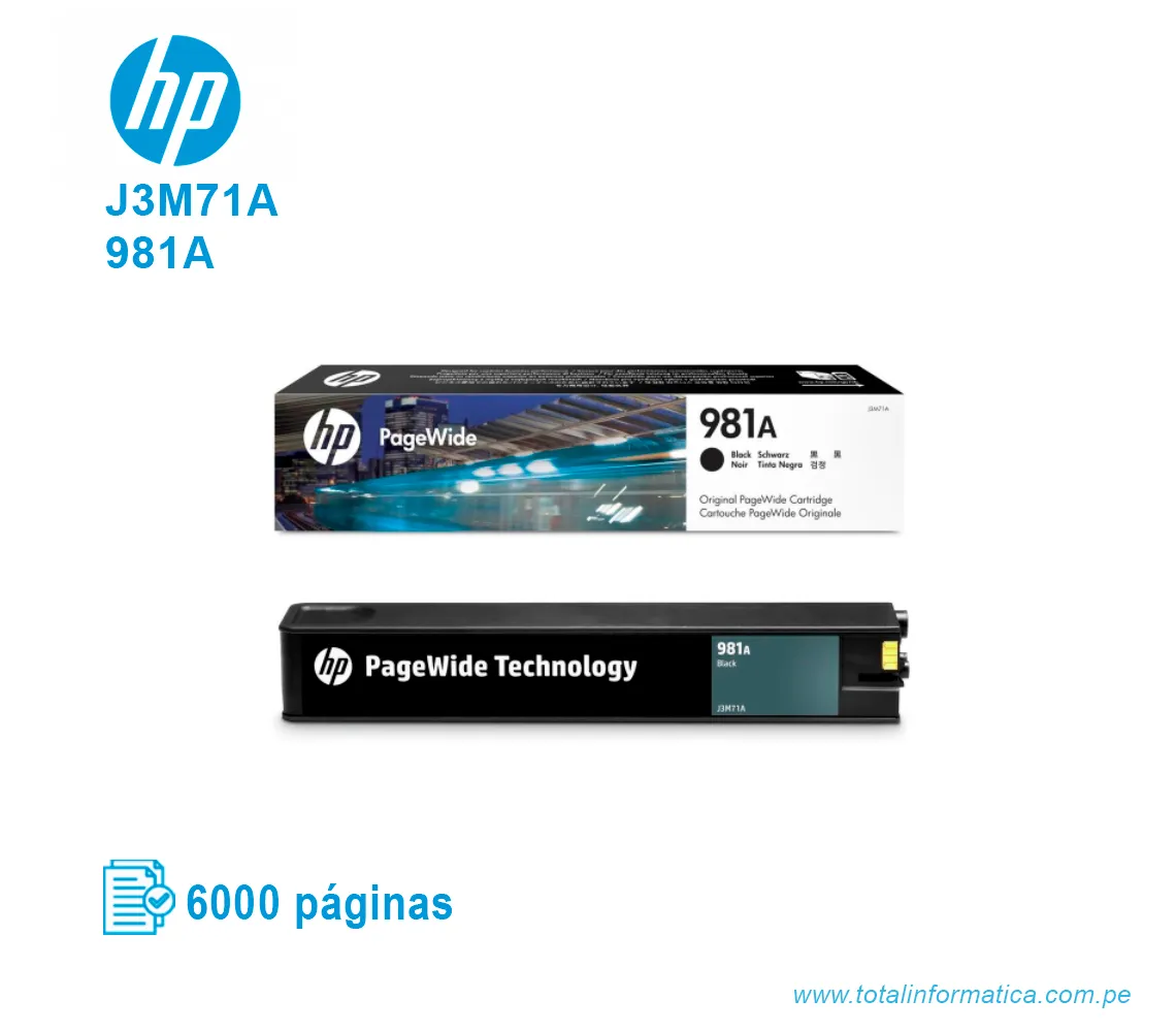 TINTA HP 981A BLACK J3M71A PAGE WIDE PRO X556, X586, 6000 PAGINAS - imagen 2