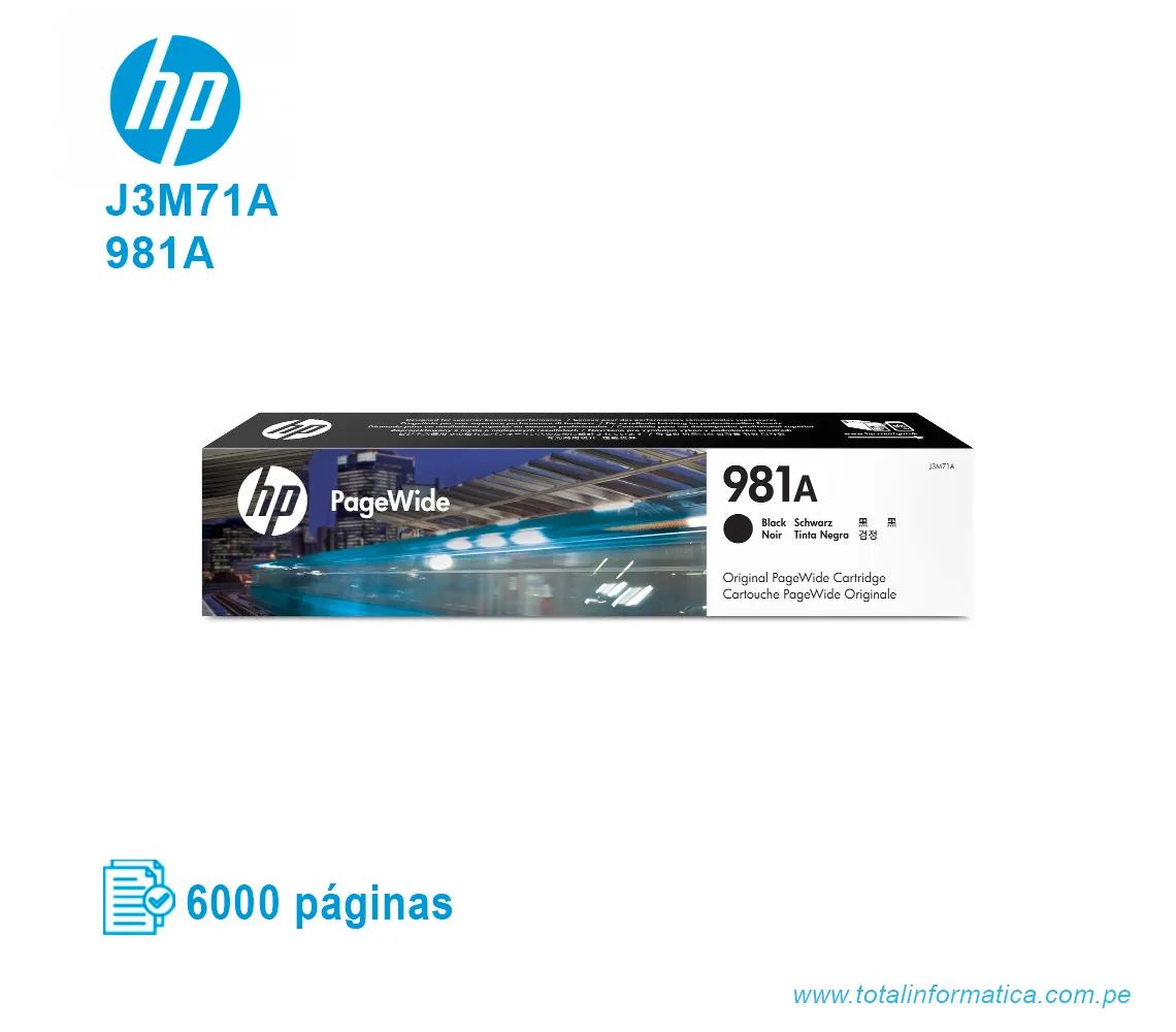 TINTA HP 981A BLACK J3M71A PAGE WIDE PRO X556, X586, 6000 PAGINAS - imagen 1