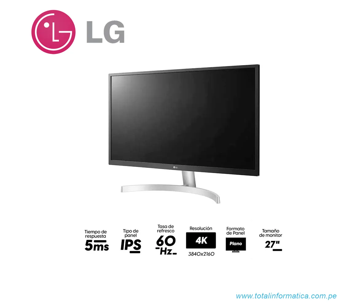 MONITOR LG 27UL500-W, 27" IPS, 3840x2160, 4K UHD HDR, HDMI / DisplayPort / Audio - imagen 1
