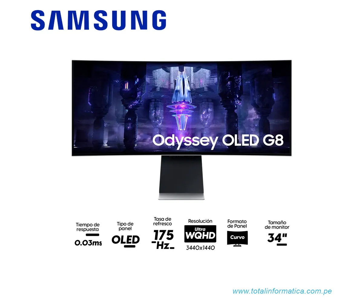 MONITOR DE JUEGO OLED SAMSUNG ODYSSEY G8 S34BG850SN 34" CLASS UW-QHD PANTALLA CURVA - imagen 1