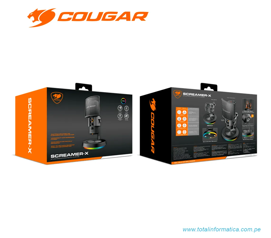 MICRÓFONO COUGAR SCREAMER-X: USB - CABLE 3M - RGB (3H500MK3B.0001) - imagen 7