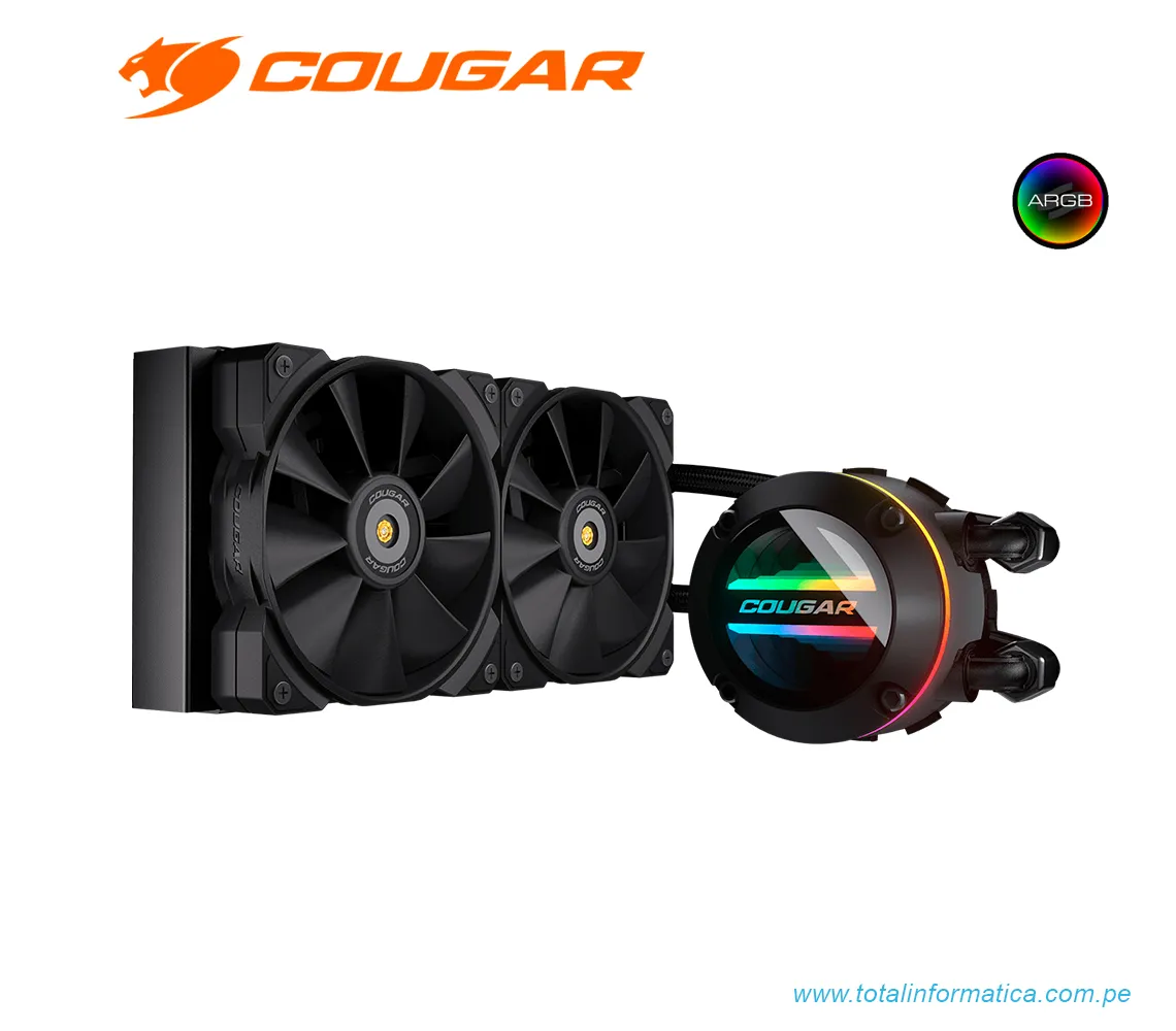 ENFRIAMIENTO LÍQUIDO COUGAR POSEIDON GT 240 ARGB: 2x 120mm, 600 - 2000RPM (3MAQS240.0001) - imagen 1