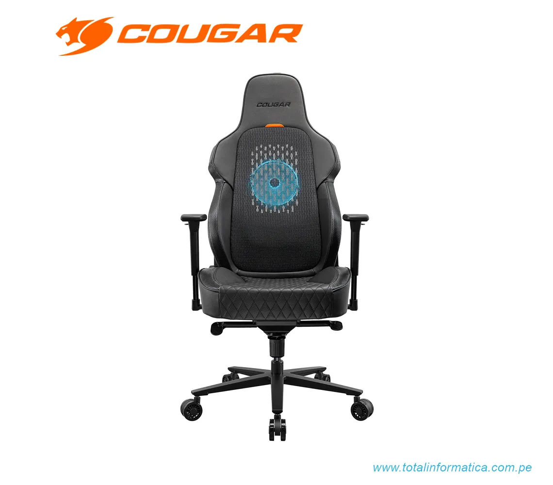 SILLA GAMER COUGAR NXSYS AERO: RECLINABLE, ALTURA AJUSTABLE, SOPORTA HASTA 160KG, CON VENTILADOR RGB INTEGRADO, COLOR NEGRO (3MARPBLB.0001) - imagen 2