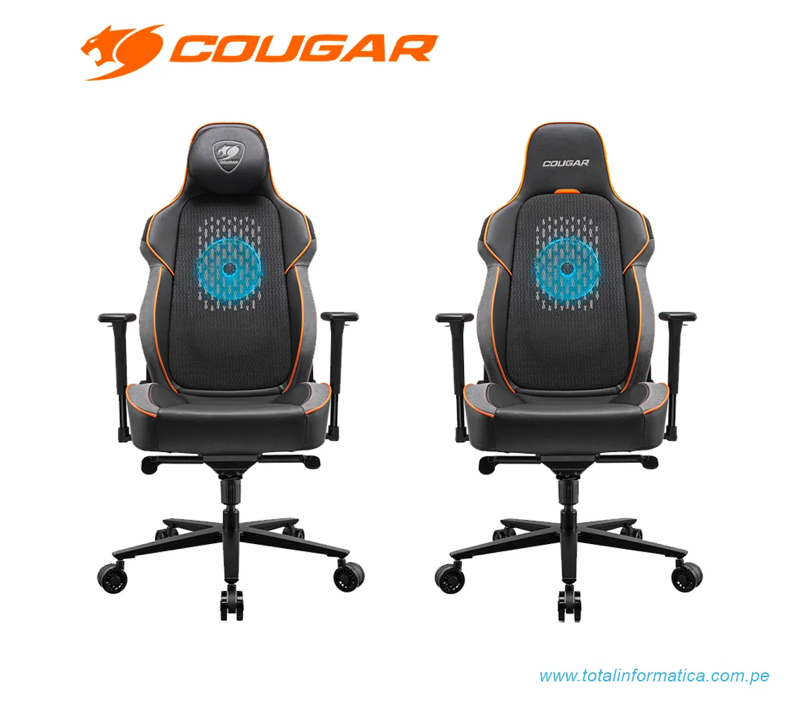 SILLA GAMER COUGAR NXSYS AERO: RECLINABLE, ALTURA AJUSTABLE, SOPORTA HASTA 160KG, CON VENTILADOR RGB INTEGRADO, COLOR NARANJA (3MARPORB.0001) - imagen 2