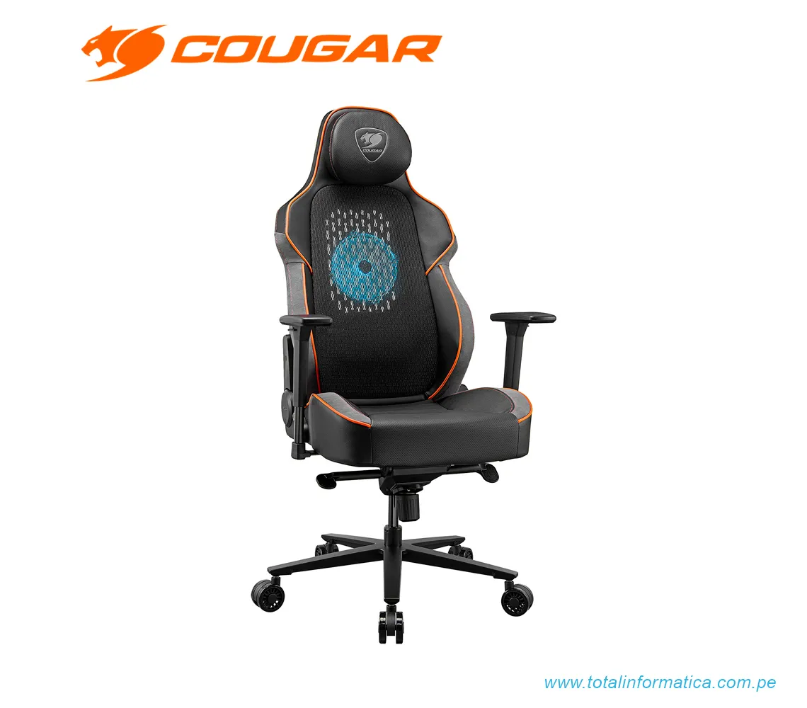SILLA GAMER COUGAR NXSYS AERO: RECLINABLE, ALTURA AJUSTABLE, SOPORTA HASTA 160KG, CON VENTILADOR RGB INTEGRADO, COLOR NARANJA (3MARPORB.0001) - imagen 1