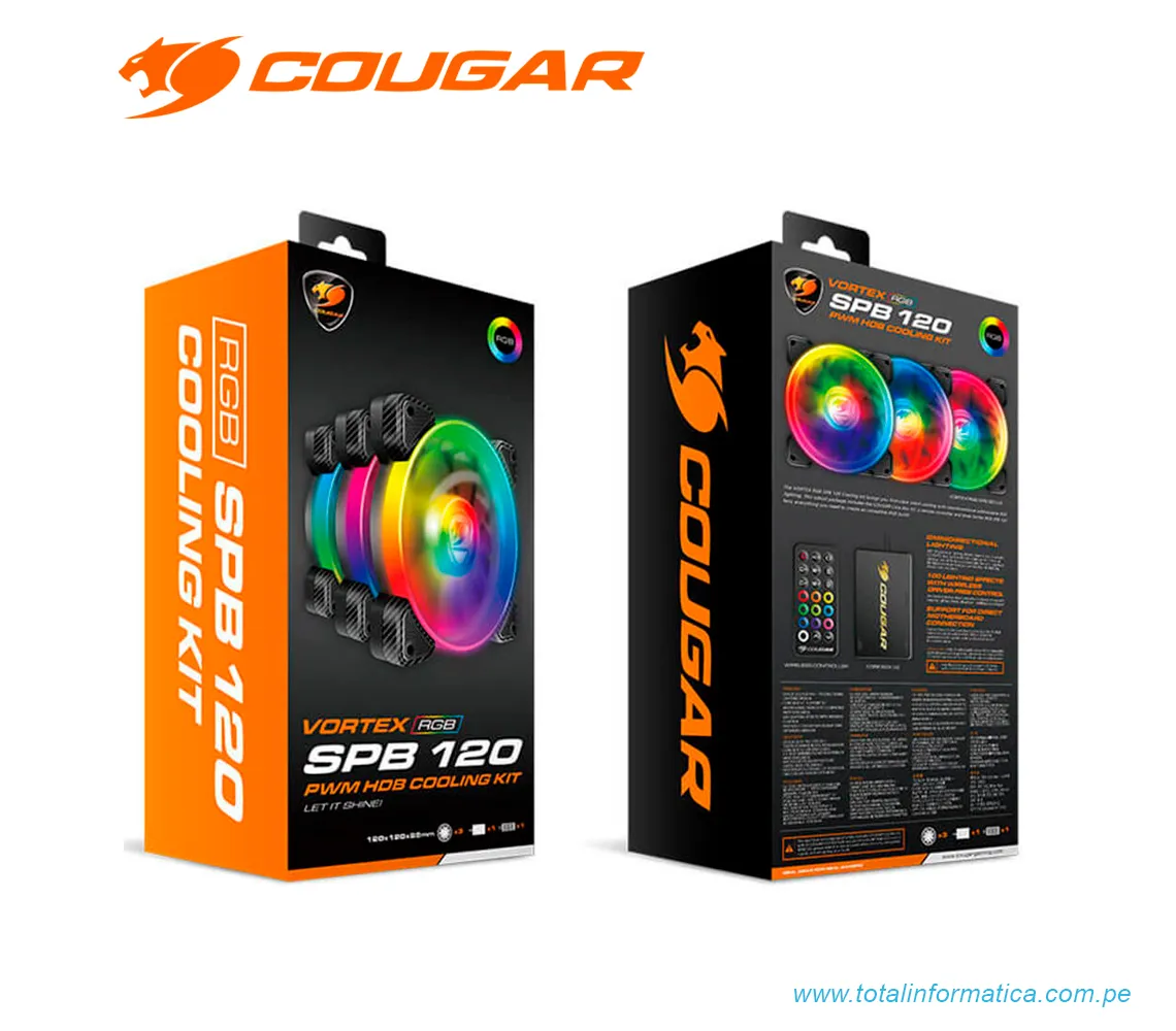 KIT DE VENTILADORES COUGAR VORTEX RGB SPB 120: 120MM (3MSPBKIT.0001) - imagen 2