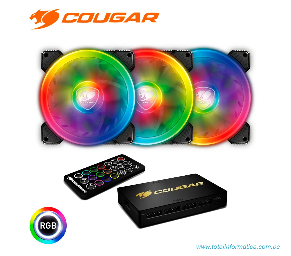 KIT DE VENTILADORES COUGAR VORTEX RGB SPB 120: 120MM (3MSPBKIT.0001) - imagen 1